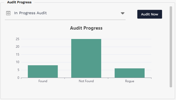 Audit Progress section with selected audit, audit progress chart, and Audit Now button