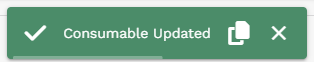 Confirmation message shown after a consumable quantity is updated