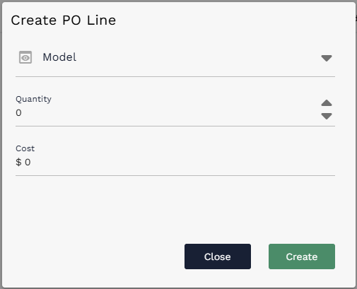 Create PO Line dialog after values clear for another PO Line entry