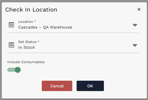 Include Consumables enabled on a Check In lifecycle action
