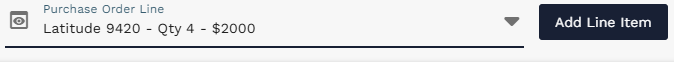 Purchase Order Line selected with Add Line Item available