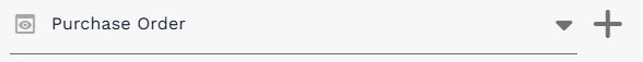 Purchase Order reference field with the plus icon used to create a new PO